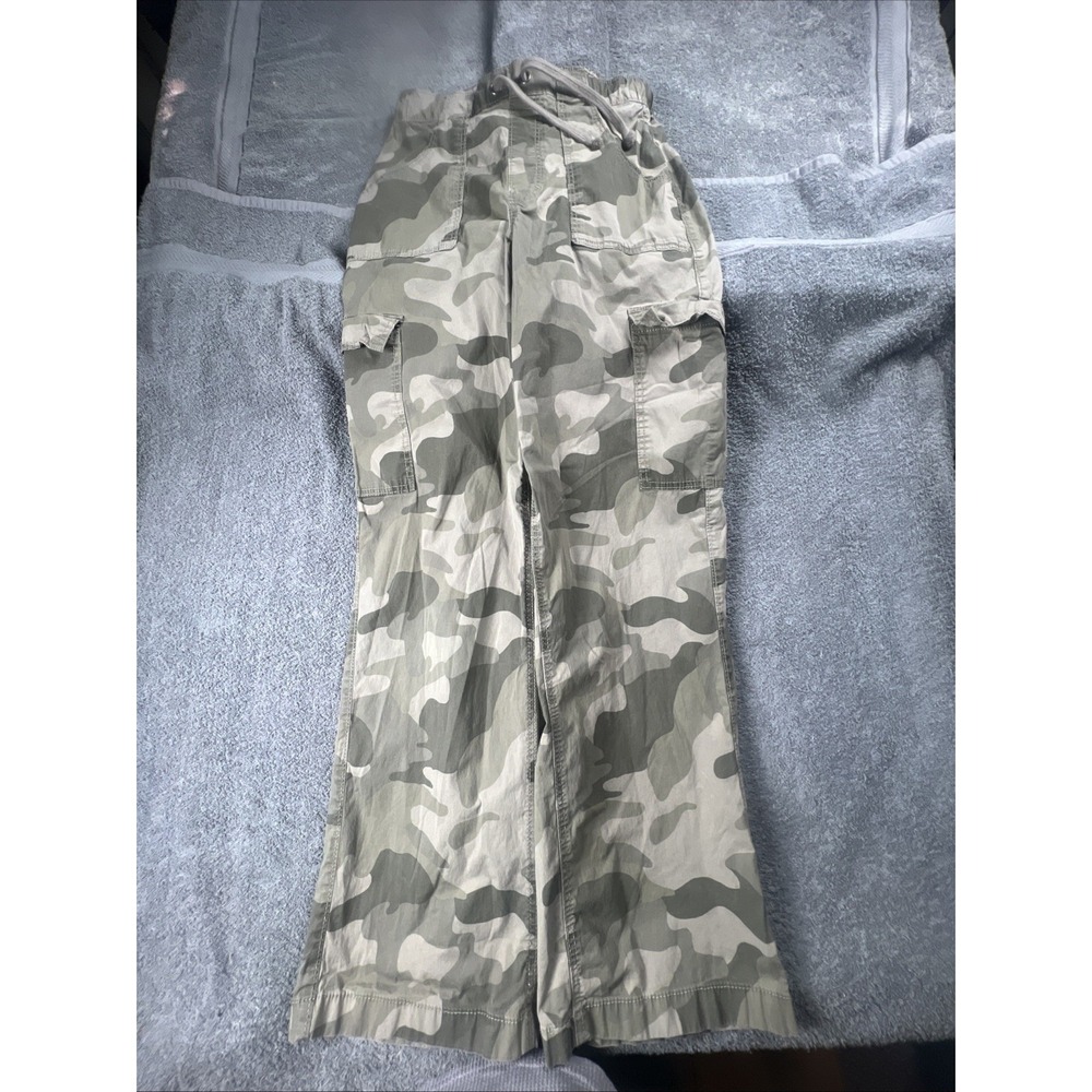 Y2K Hollister Adjustable-Rise Baggy Pant Camo Cargo Wide Leg Paratrooper Women S